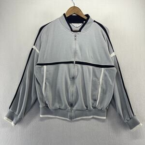 Vintage Christian Dior Track Jacket Men's XL Blue Gray Zip Pockets Monsieur 80s